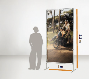 Banner für Hochformat-Display beidseitig bedruckt